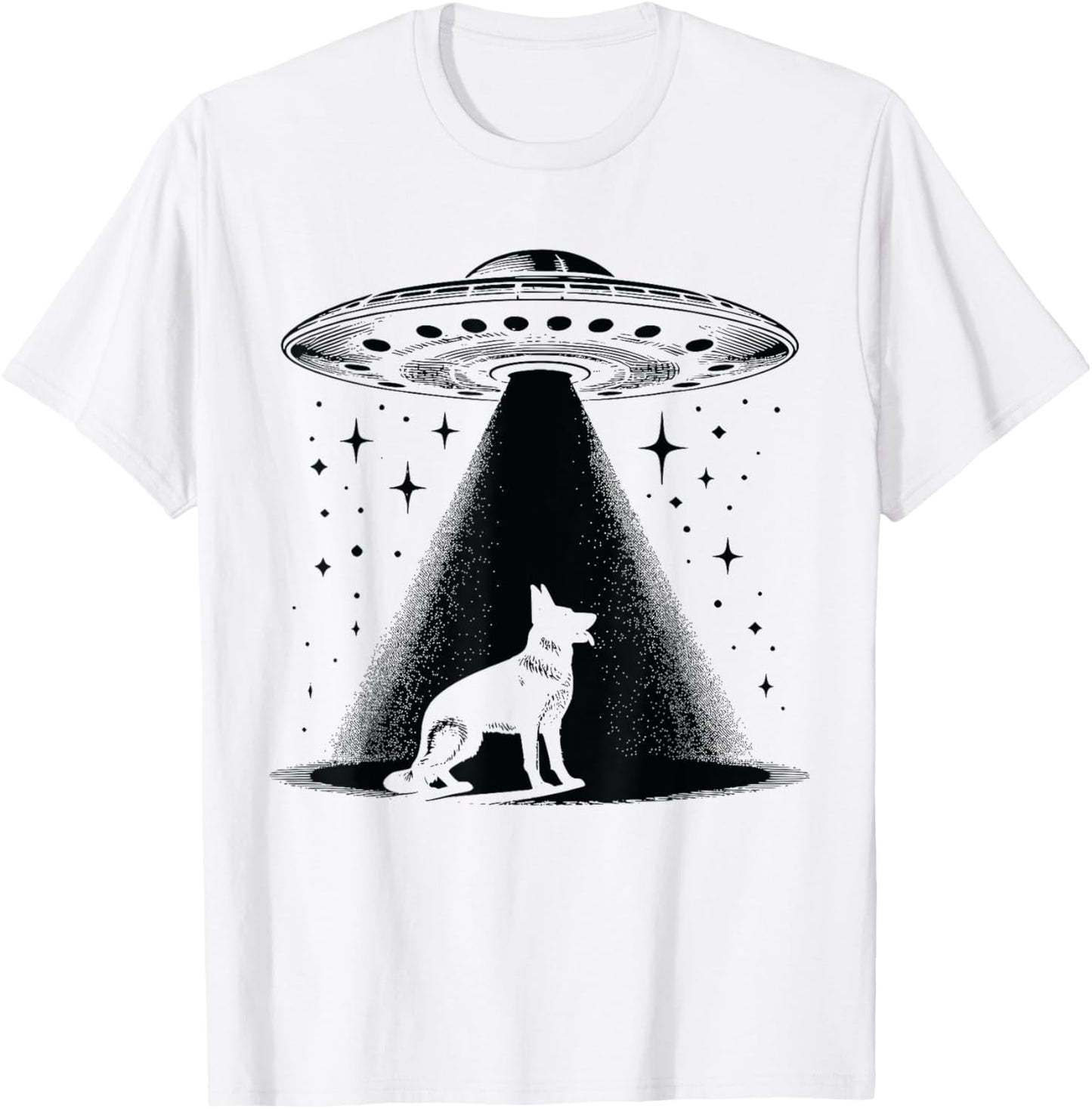 German Shepherd Mom Dad Dog - Funny Alien UFO T-Shirt - T-Shirt | White