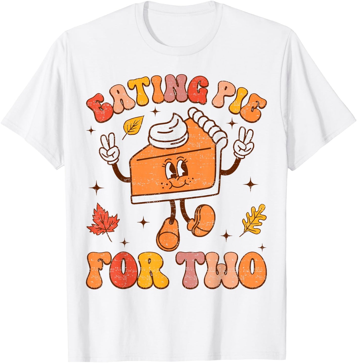 Eating Pie For Two Thanksgiving Pregnancy Announcement T-Shirt - T-Shirt | White