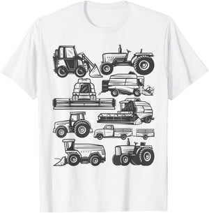 Tractor Farmer Farming Trucks Farm Boys Toddlers Girls Kids T-Shirt - T-Shirt | White