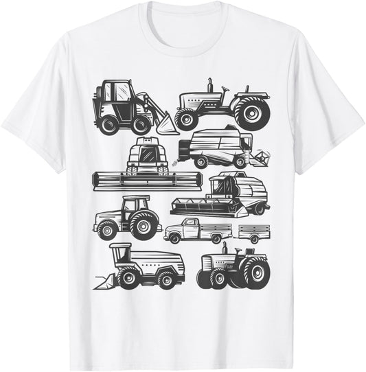 Tractor Farmer Farming Trucks Farm Boys Toddlers Girls Kids T-Shirt - T-Shirt | White