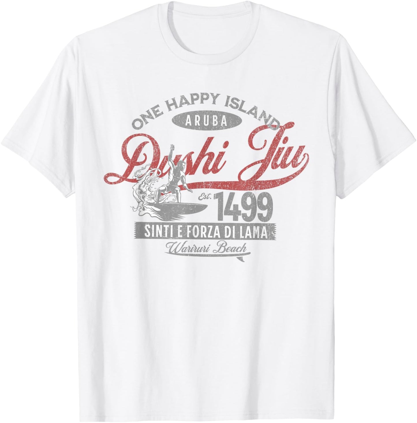 One Happy Island Aruba Shirt Cool Surfing Dushi Jiu Vintage T-Shirt - T-Shirt | White