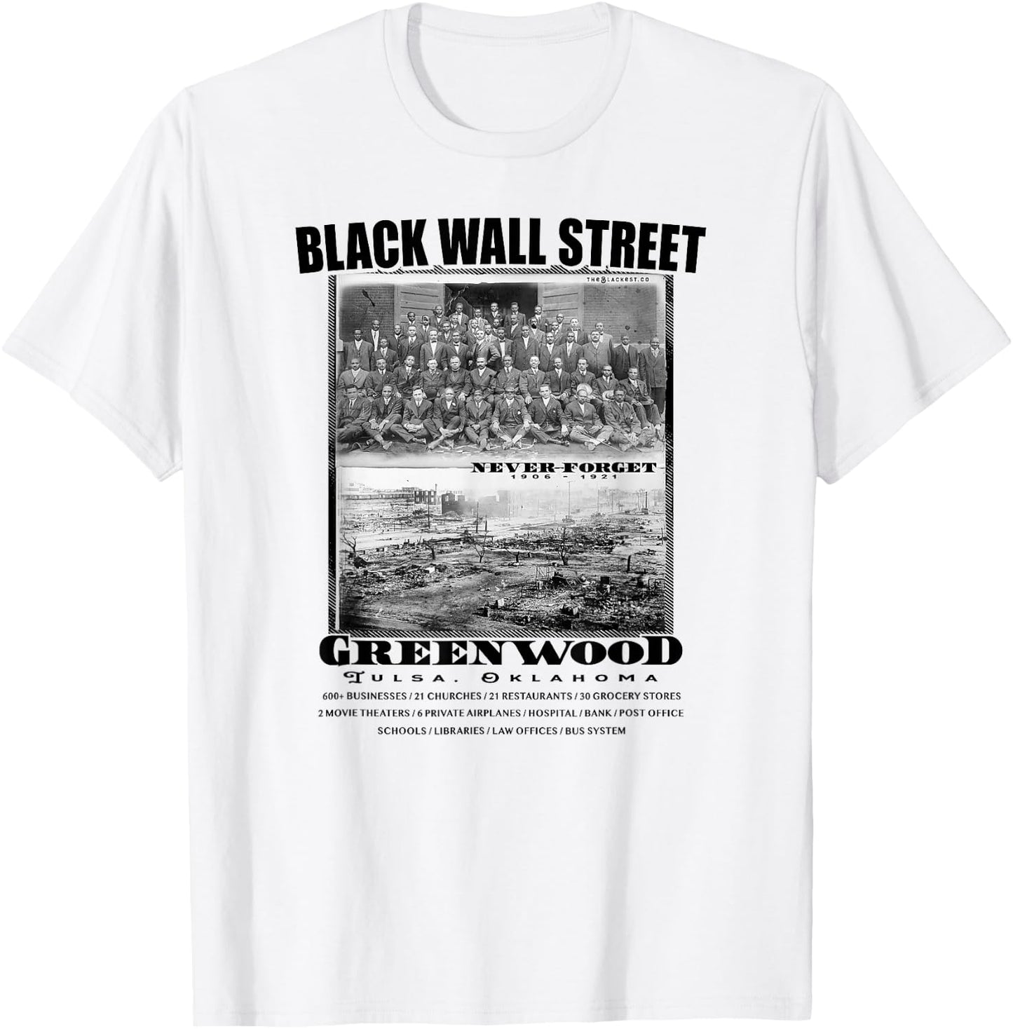 Black Wall Street Vintage Photos Black History T-Shirt - T-Shirt | White