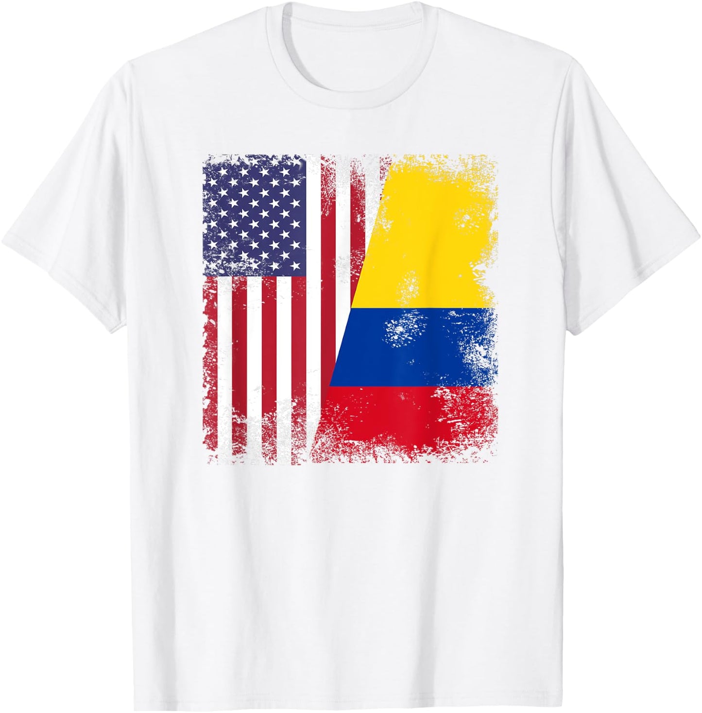 Half Colombian Flag | Vintage Colomobia USA Gift T-Shirt - T-Shirt | White
