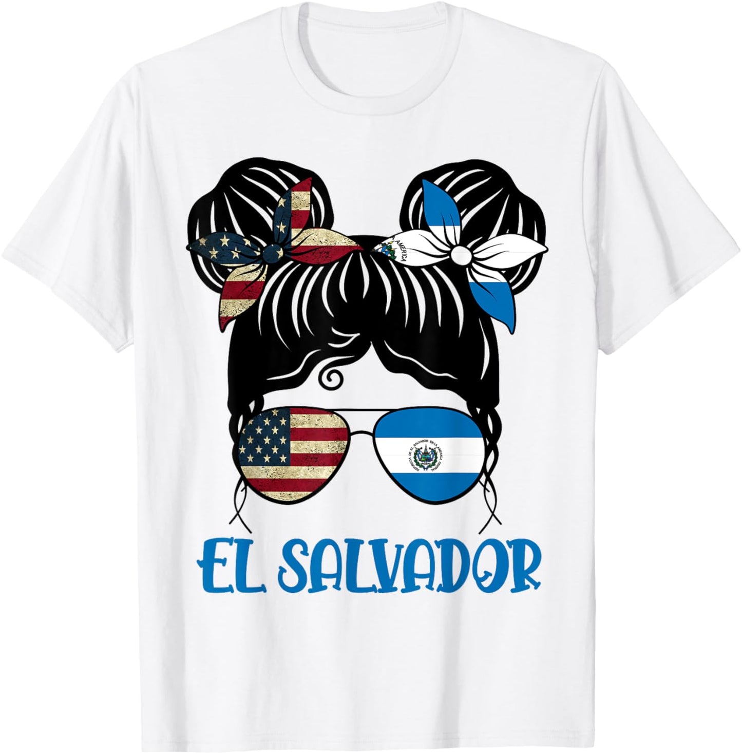 Half American Half Salvadorian Girl USA El Salvador Flag kid T-Shirt - T-Shirt | White