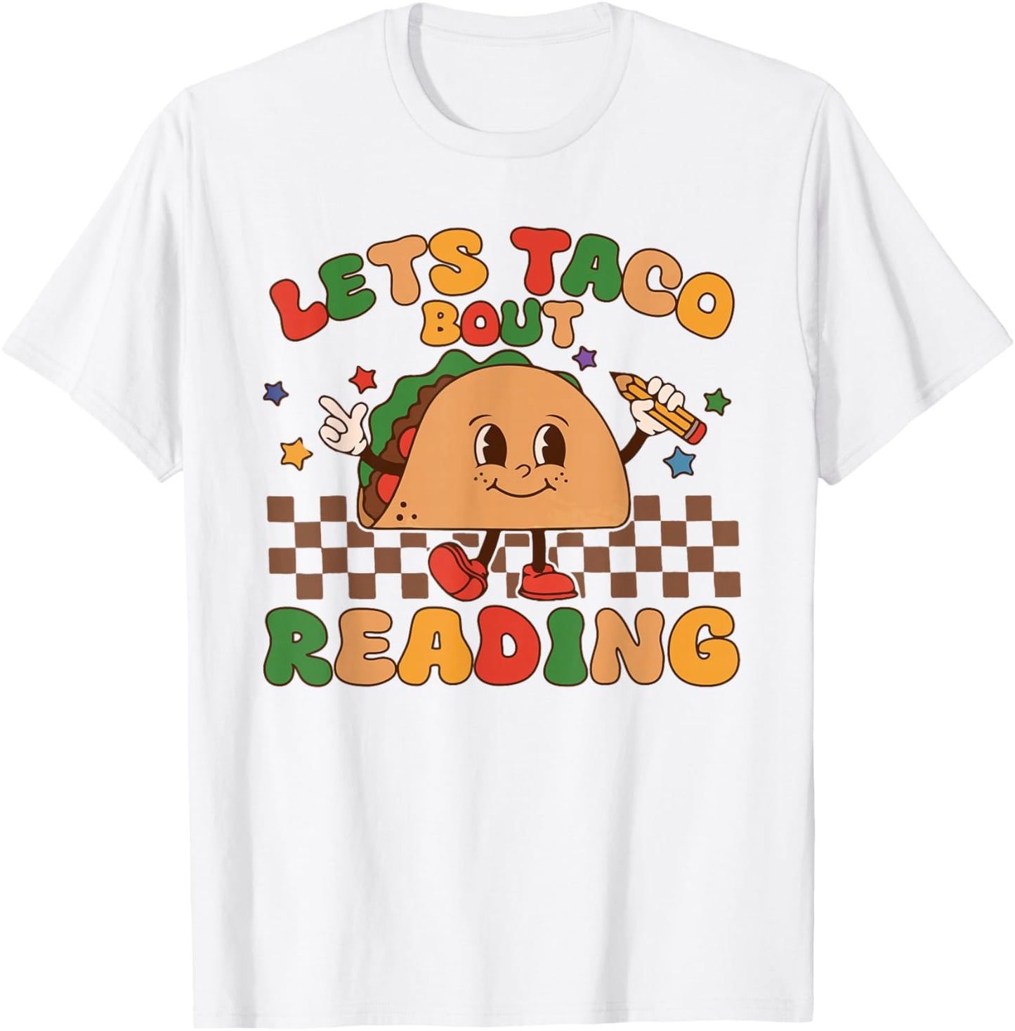 Lets Taco Bout Reading Back To School Science Teacher Groovy T-Shirt - T-Shirt | White