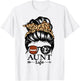 Aunt Life Messy Bun Hair Funny Football Cheer Aunt T-Shirt - T-Shirt | White