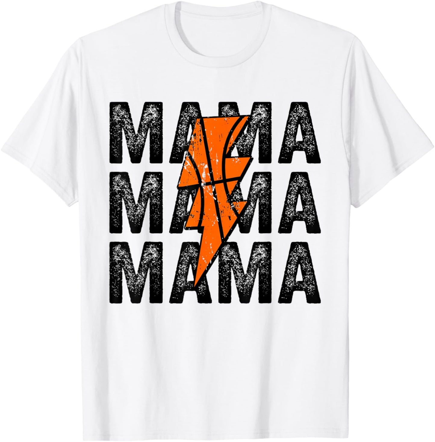 Basketball Mama Distressed Lightning Bolt Mom T-Shirt - T-Shirt | White