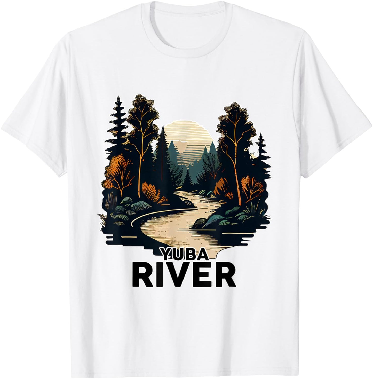 Yuba River Retro Minimalist River Yuba T-Shirt - T-Shirt | White