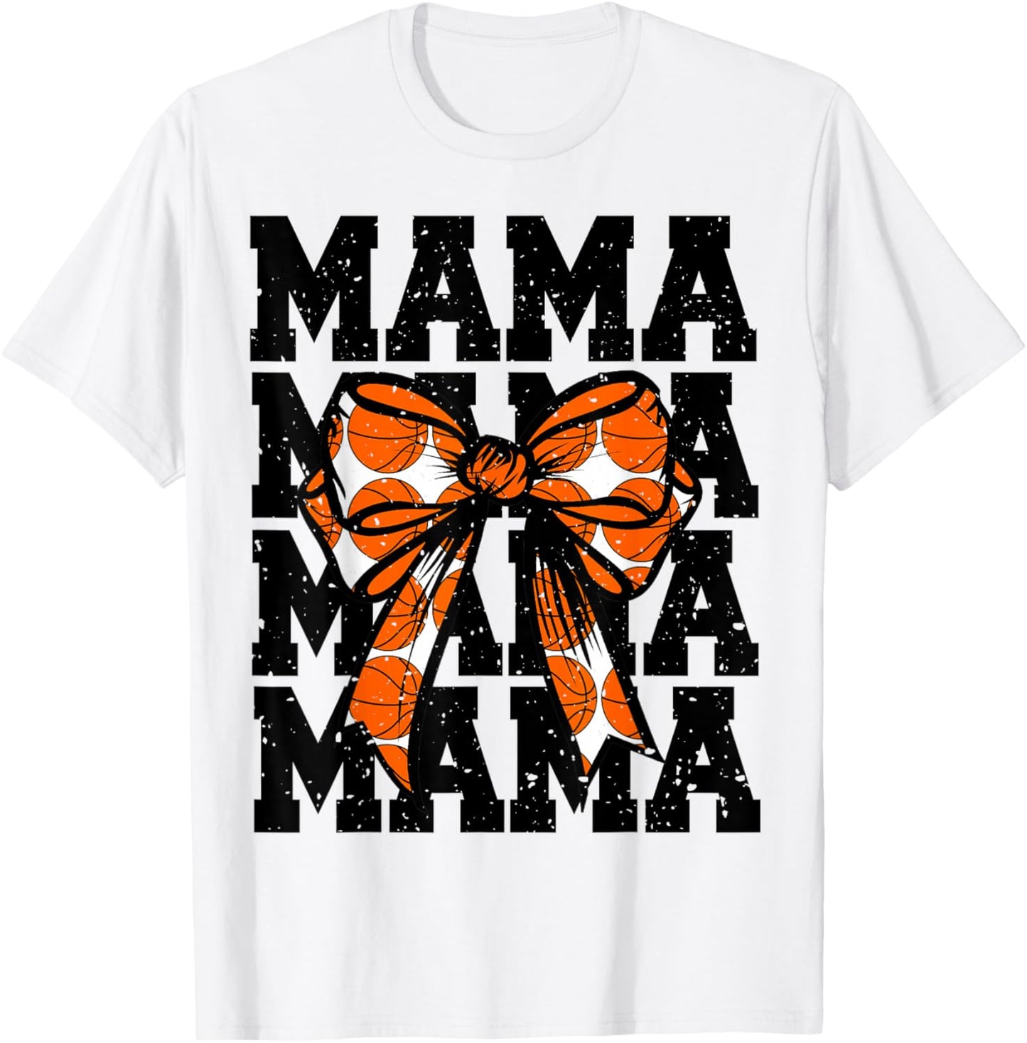Basketball Mom Player Coquette Bow Game Day Team Lover Mama T-Shirt - T-Shirt | White