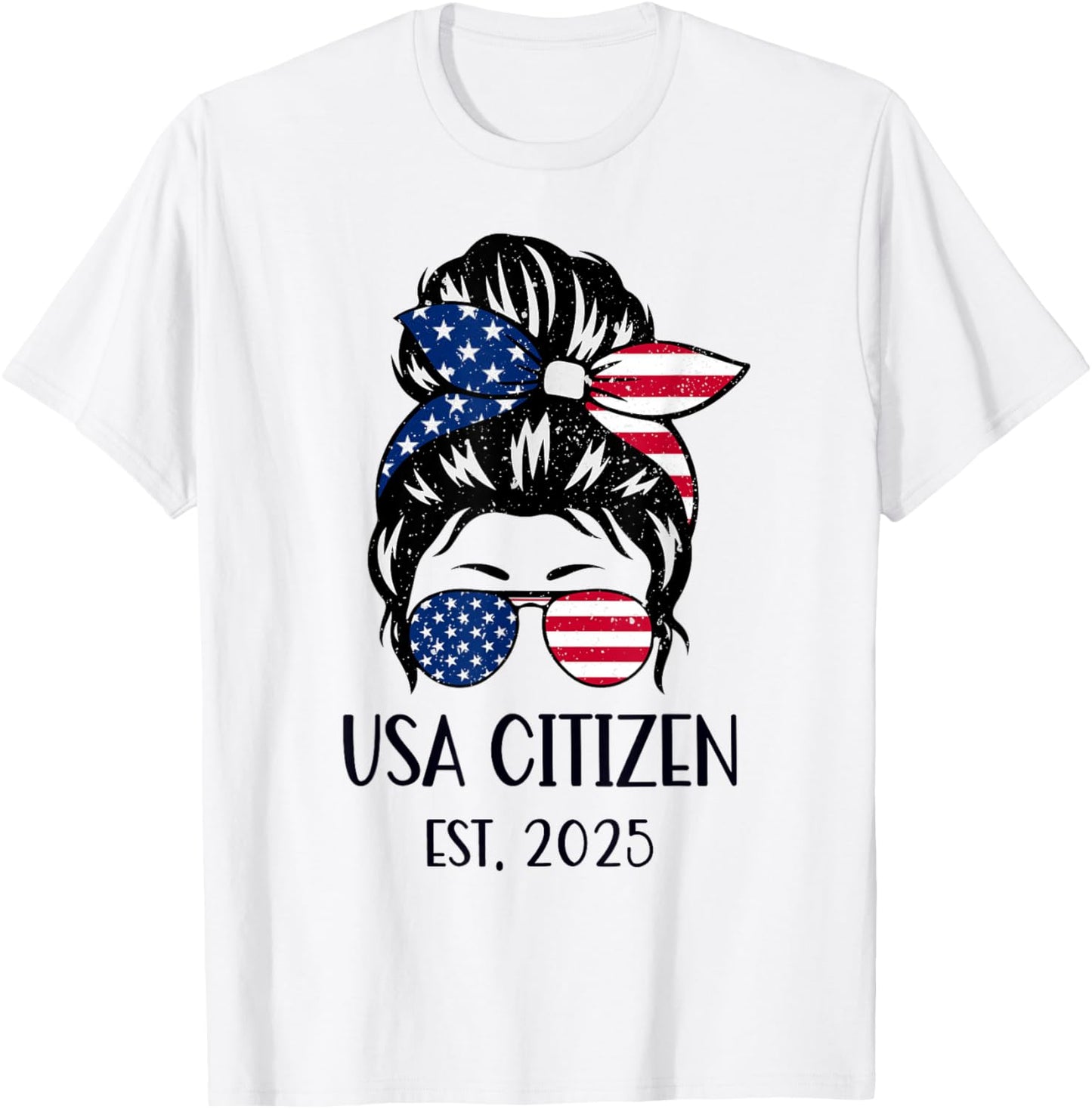 US Citizen Est 2025 New Citizenship American USA Girl 2025 T-Shirt - T-Shirt | White