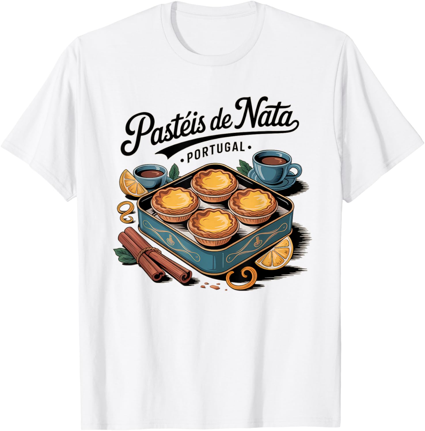 Traditional Portuguese Cream Tartlets Art Pastéis de Nata T-Shirt - T-Shirt | White