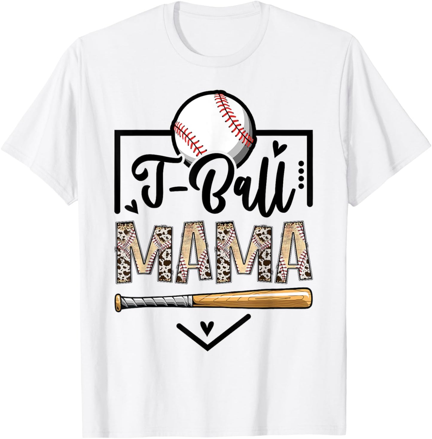 T-Ball Mama Leopard Funny Ball Game Day T-Shirt - T-Shirt | White