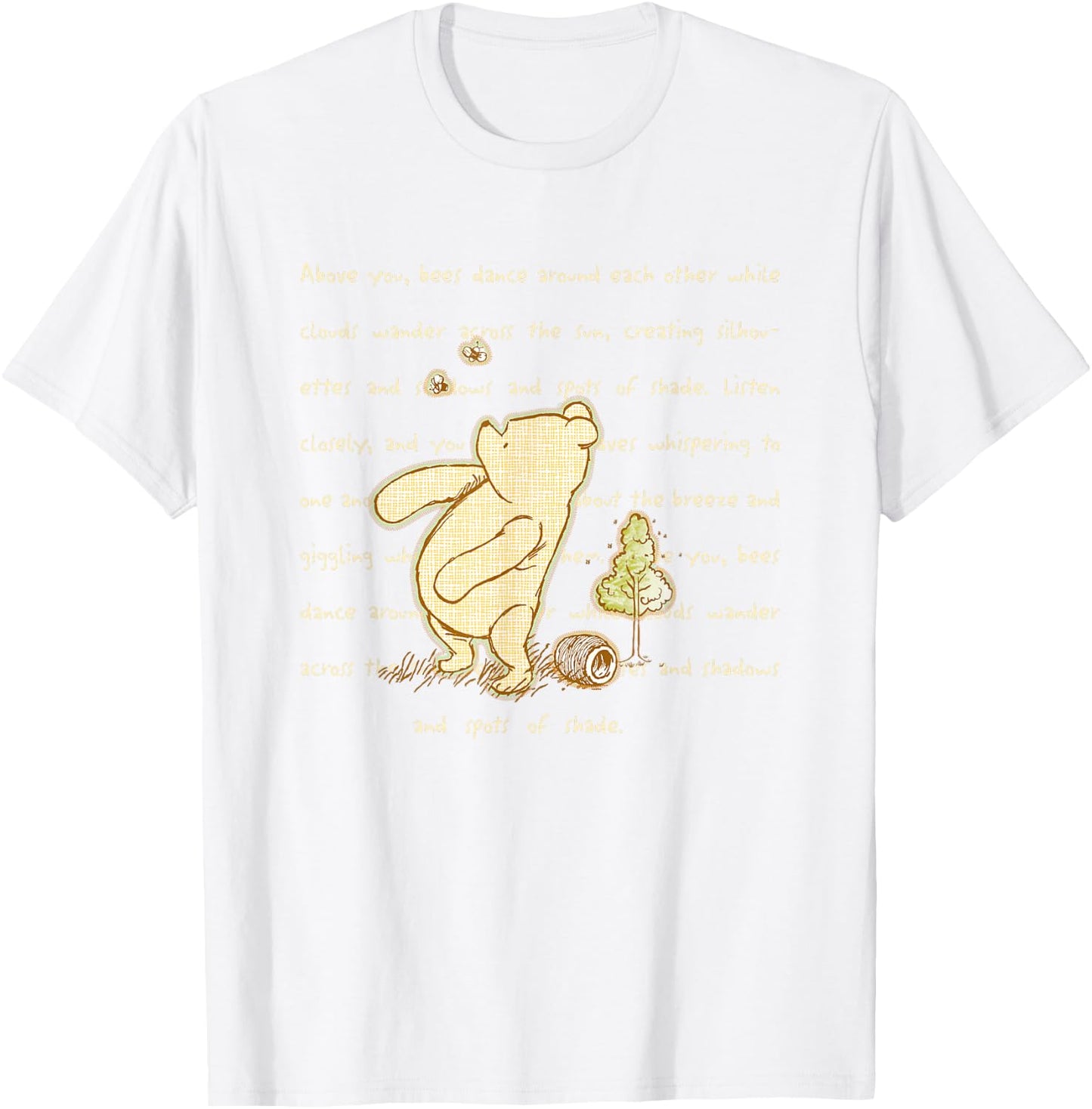 Disney Winnie the Pooh And Bees Quote Cute Big Chest Logo T-Shirt - T-Shirt | White