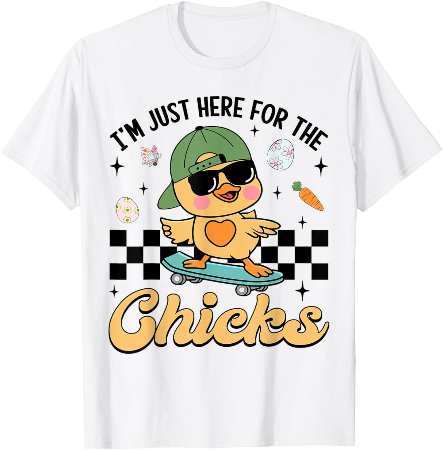 I'm Just Here For The Chicks Cute Easter Boys Kids Toddlers T-Shirt - T-Shirt | White