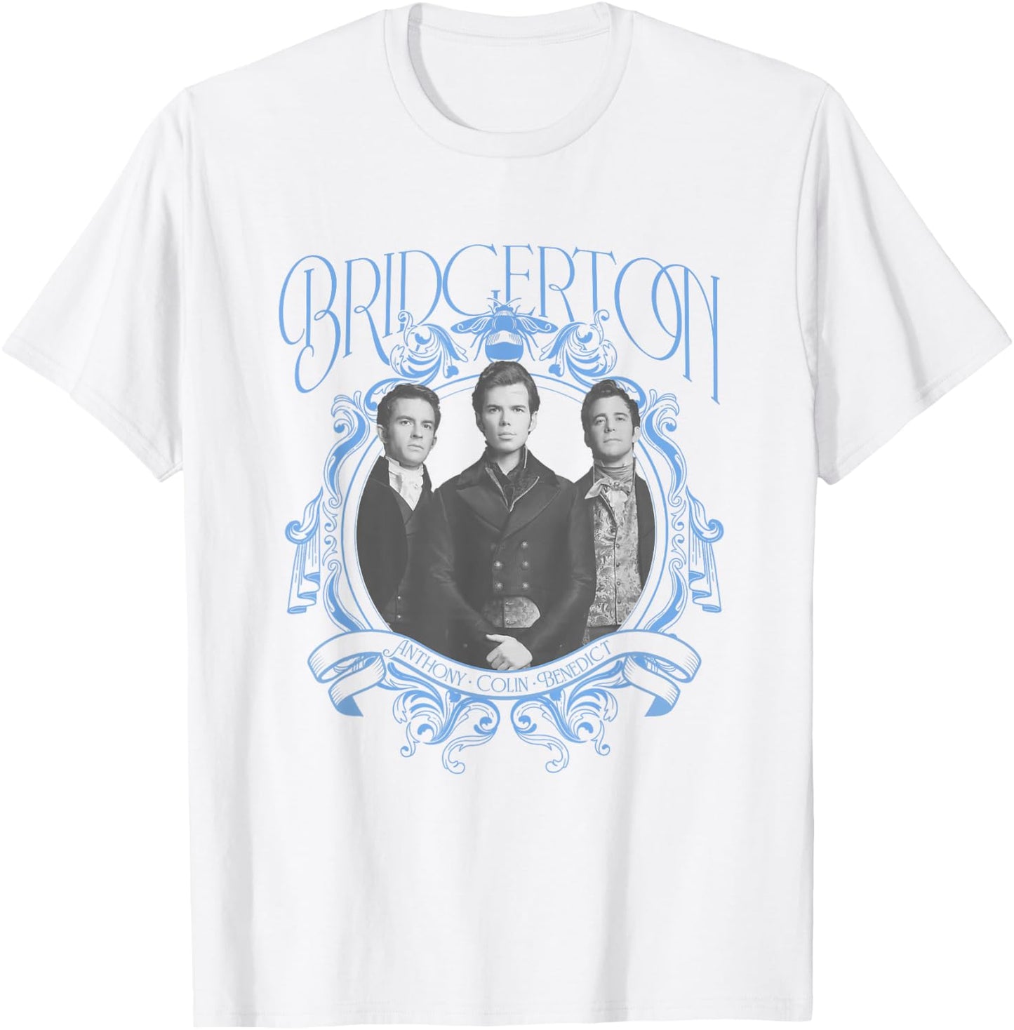 Bridgerton Vintage Chest Portrait - , Blue, Small, Short Sleeve, Classic Fit, Crew Collar, Polyester 65% Cotton 35% T-Shirt - T-Shirt | White