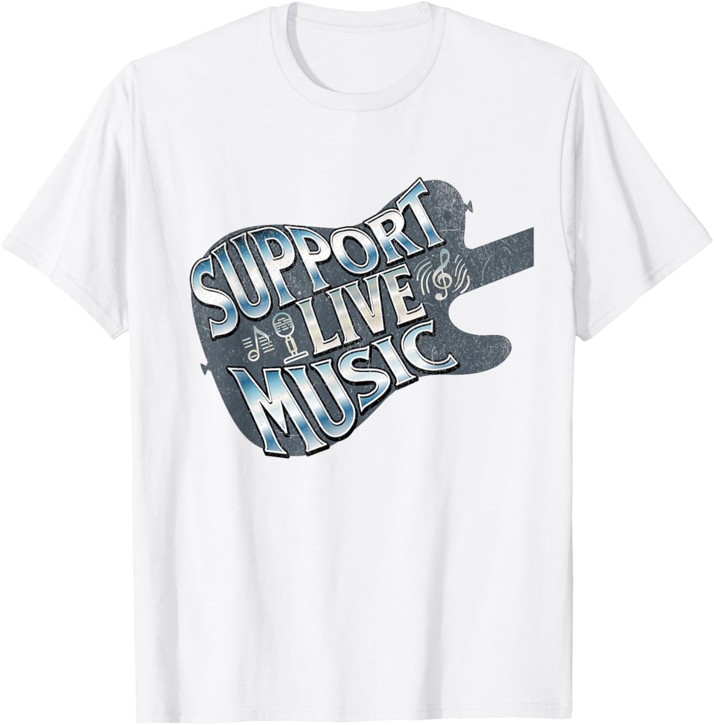 Support Live Music Live Band Concert Lover Live Music T-Shirt - T-Shirt | White