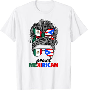 Half Mexican And Puerto Rican Rico Flag Mexirican Girl Women T-Shirt - T-Shirt | White