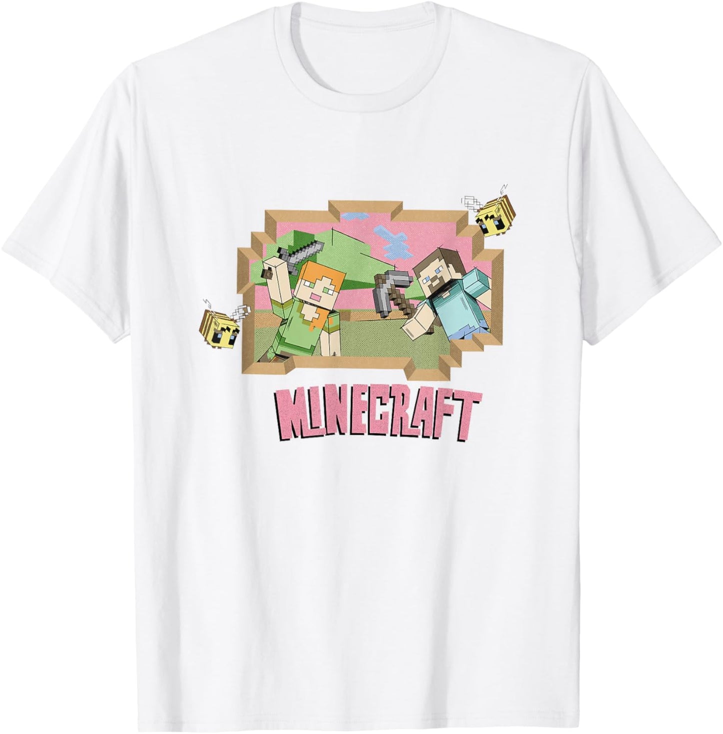 Minecraft Steve & Alex On An Adventure Vintage T-Shirt - T-Shirt | White