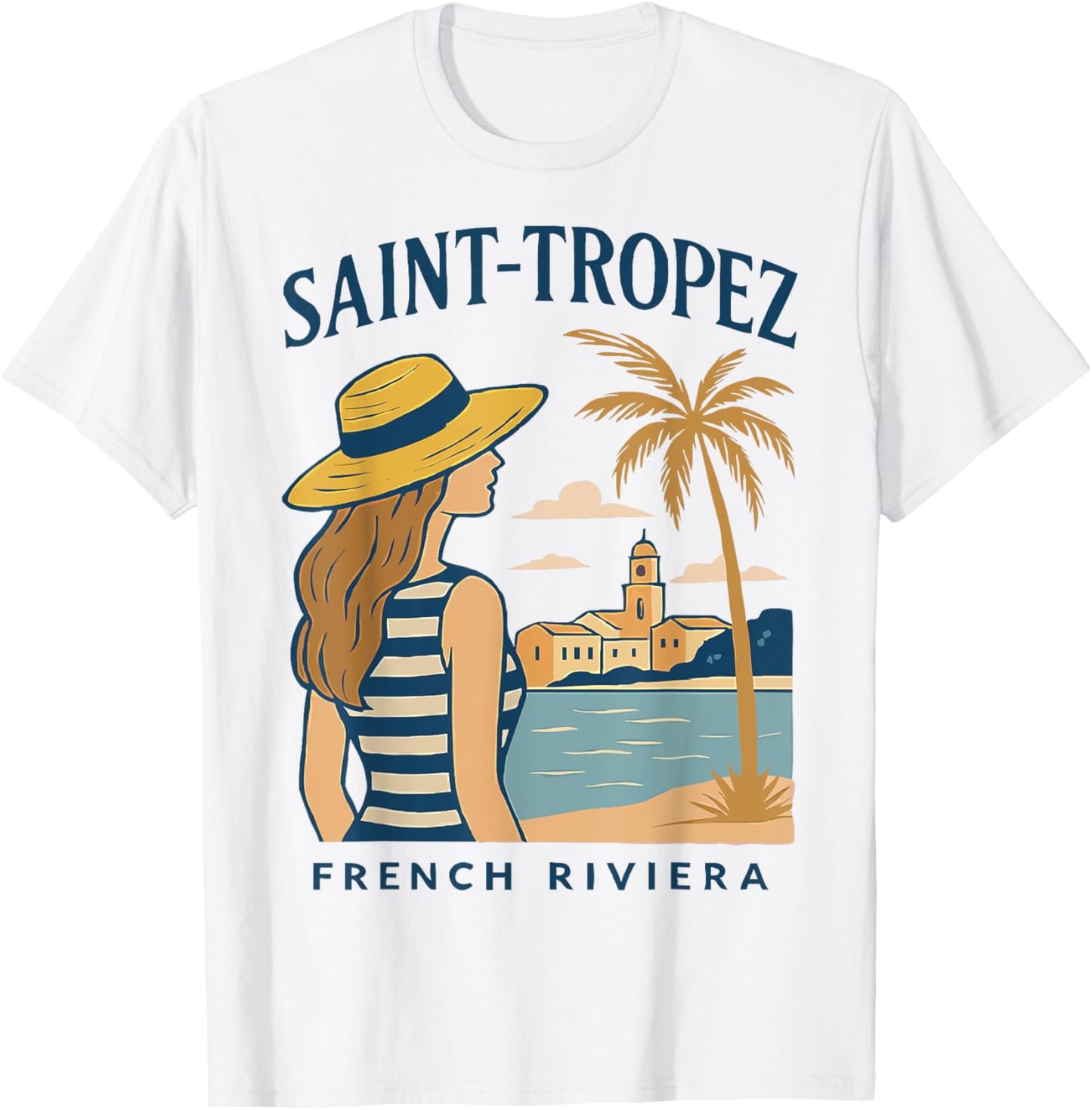 Saint-Tropez Vintage Frau Côte d'Azur Retro Urlaub Geschenk T-Shirt - T-Shirt | White
