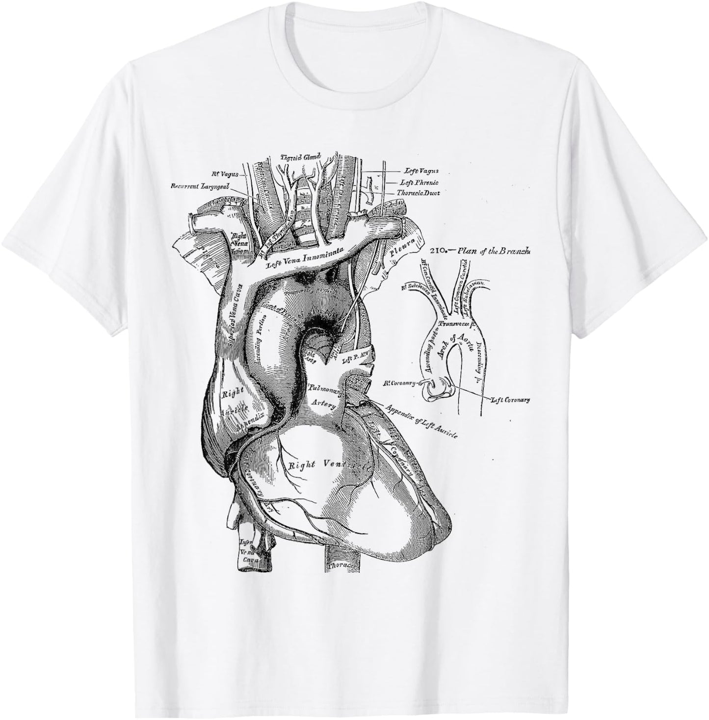 Vintage medical Human Heart Anatomy Illustration T-Shirt - T-Shirt | White