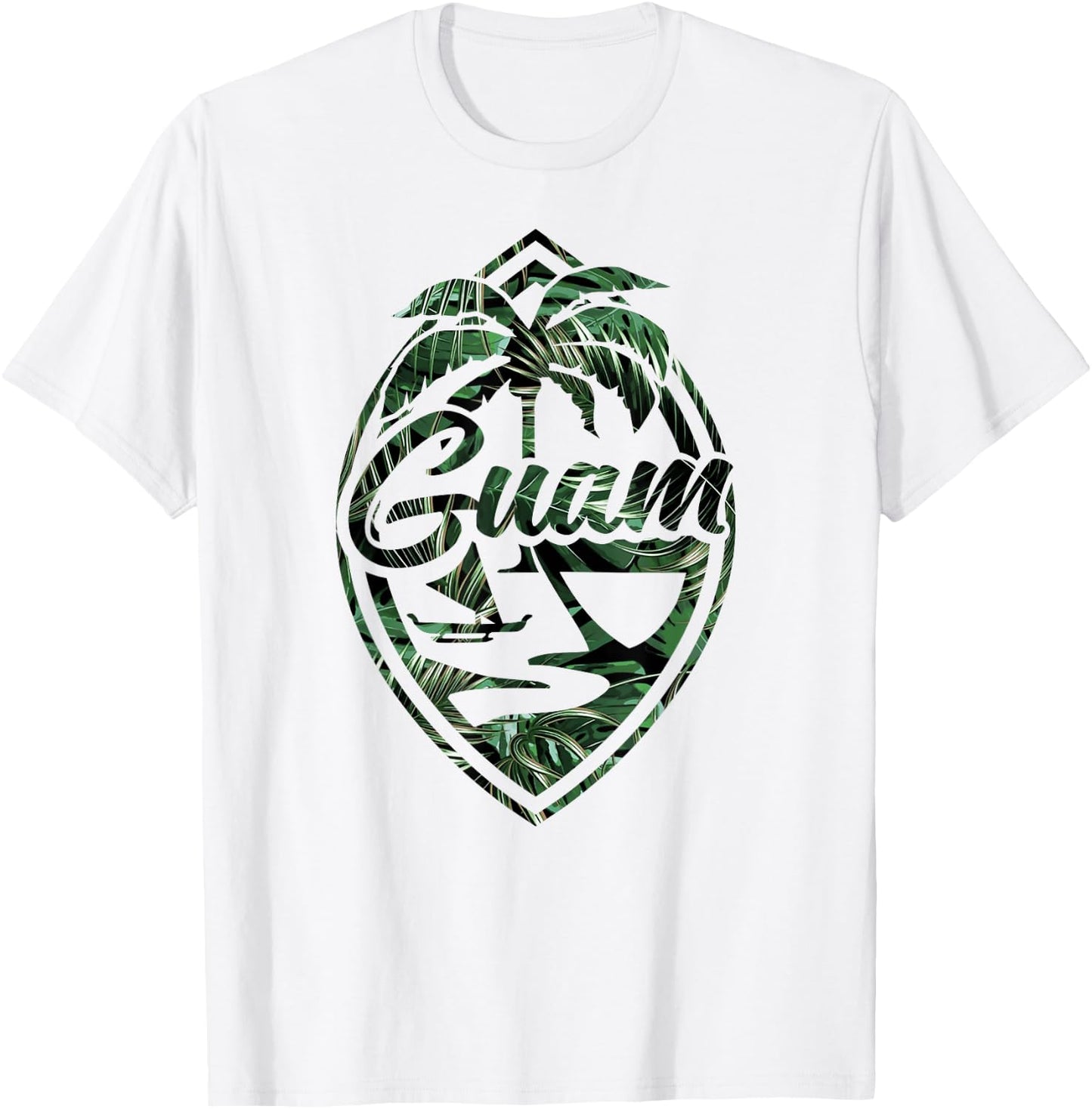 Tropical Palm Guam Seal - Hafa Adai Guam T-Shirt - T-Shirt | White