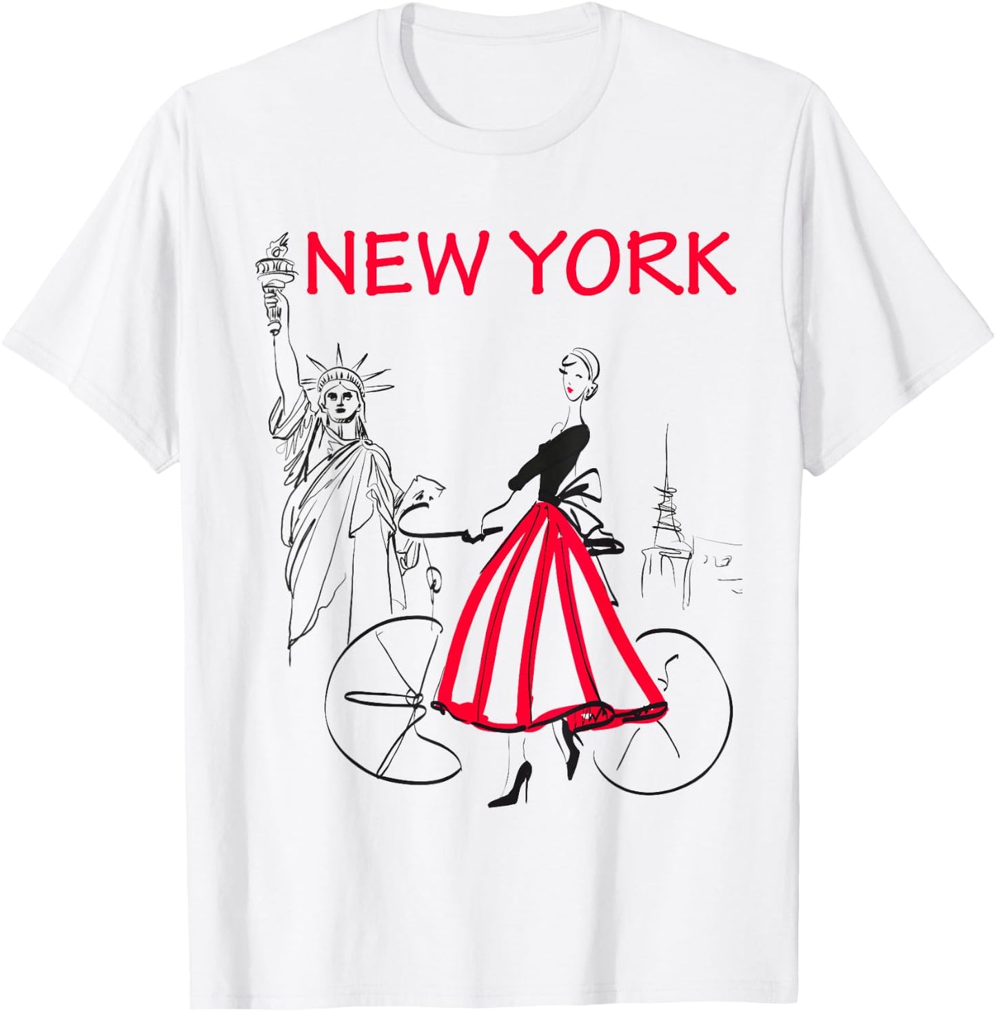 New York Woman - New York Bicycle - 5 Colors T-Shirt - T-Shirt | White