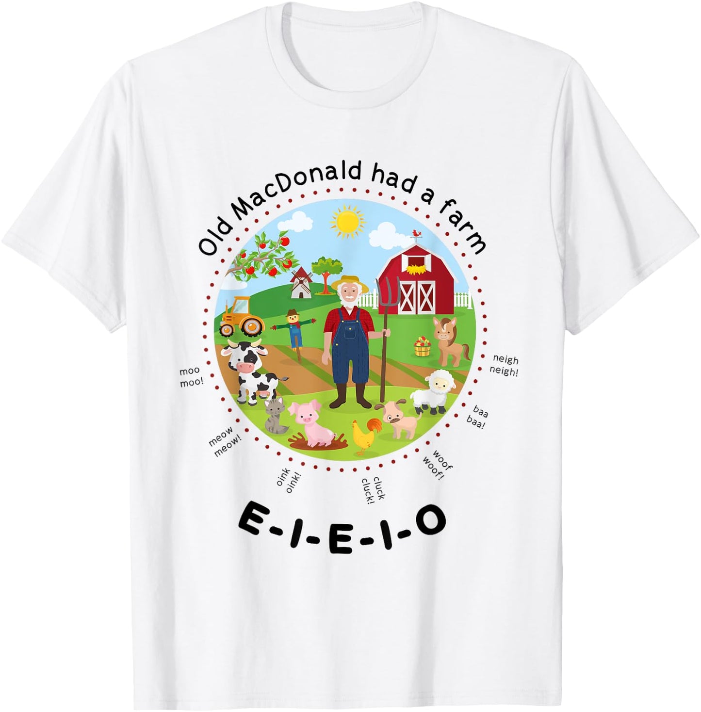 Old MacDonald had a farm English Nursery Rhyme Theme T-Shirt - T-Shirt | White