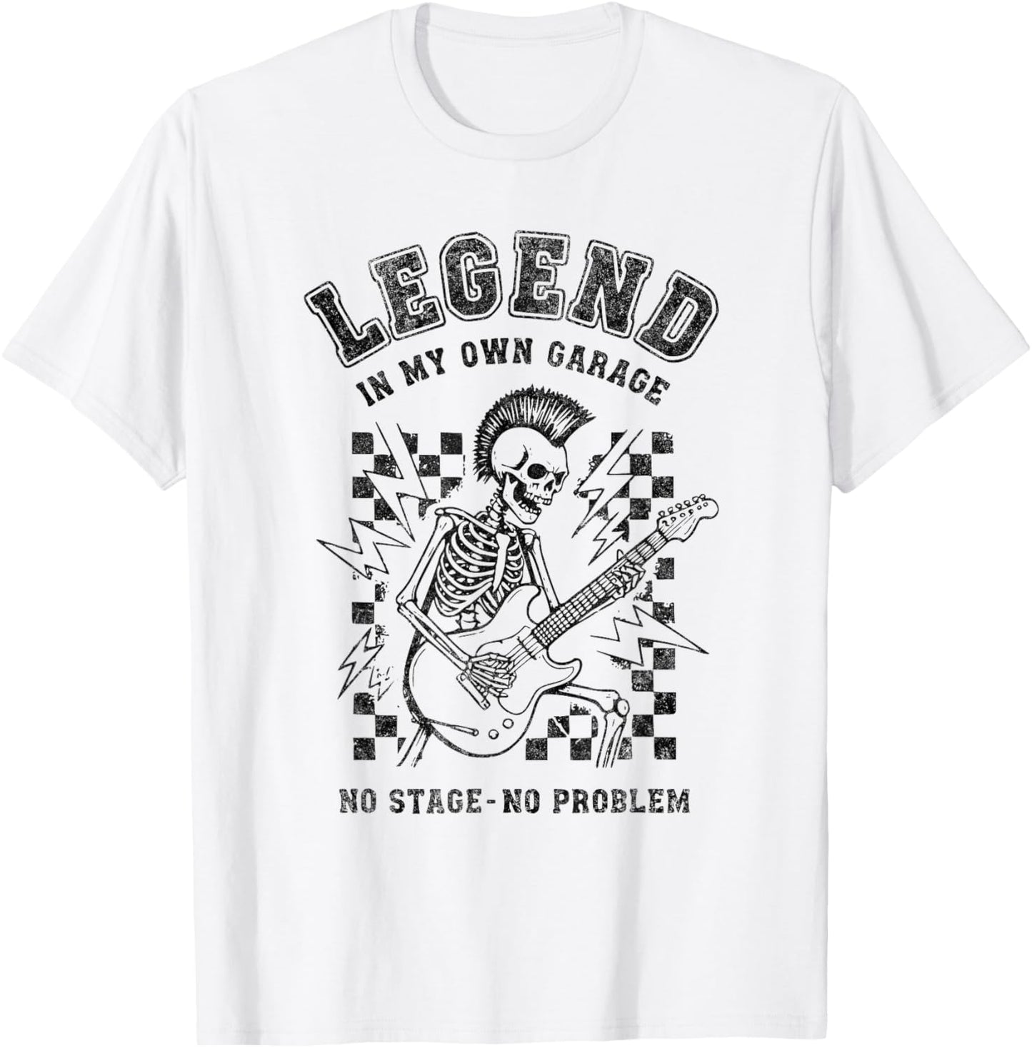 Guitar Dad Legend No Stage No Problem Design Punk Rock T-Shirt - T-Shirt | White