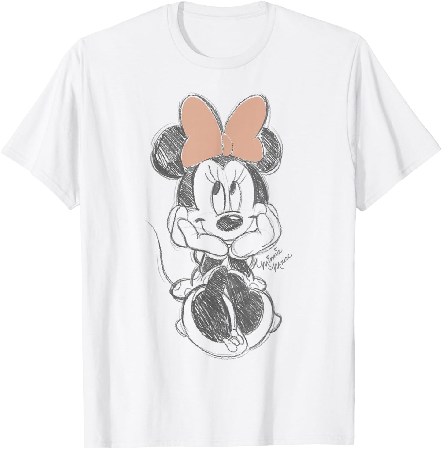 Disney Minnie Mouse Classic Sketch Cute Vintage Portrait T-Shirt - T-Shirt | White