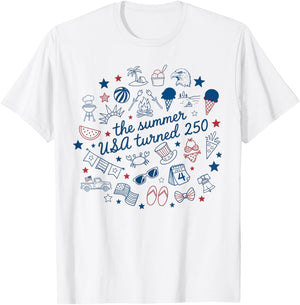 Retro The Summer USA Turned 250 America 250th Anniversary T-Shirt - T-Shirt | White