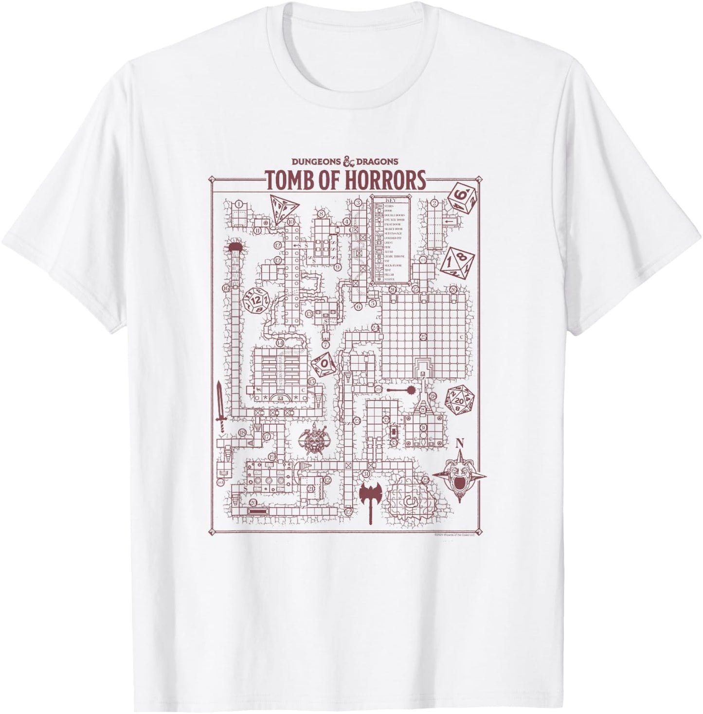 Dungeons & Dragons Tomb Of Horrors Map T-Shirt - T-Shirt | White