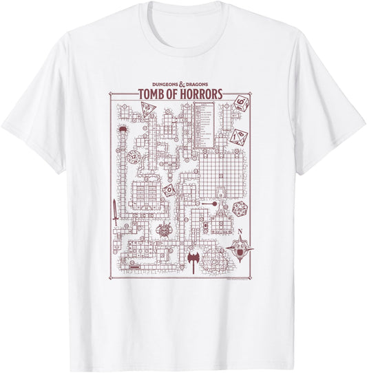 Dungeons & Dragons Tomb Of Horrors Map T-Shirt - T-Shirt | White