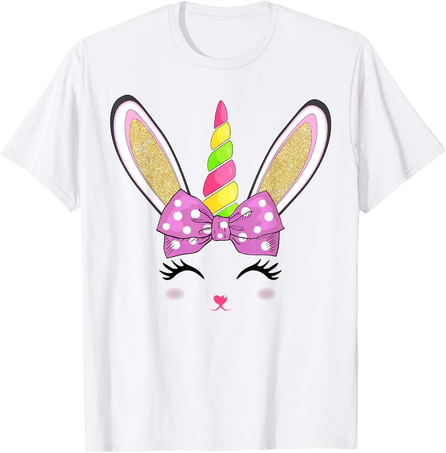 Cute Easter Bunny Face Girls Kids T-Shirt - T-Shirt | White