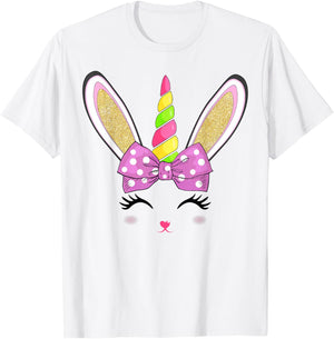 Cute Easter Bunny Face Girls Kids T-Shirt - T-Shirt | White