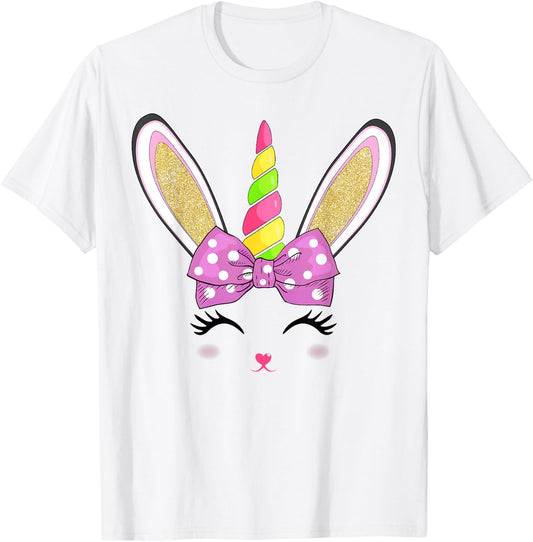 Cute Easter Bunny Face Girls Kids T-Shirt - T-Shirt | White