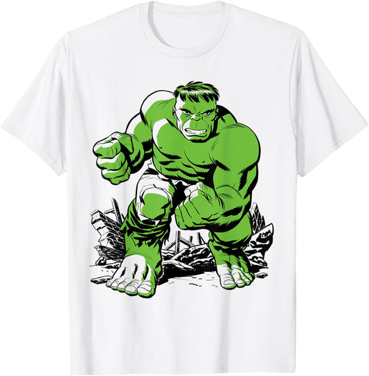 Marvel The Incredible Hulk Retro Comic Art T-Shirt - T-Shirt | White