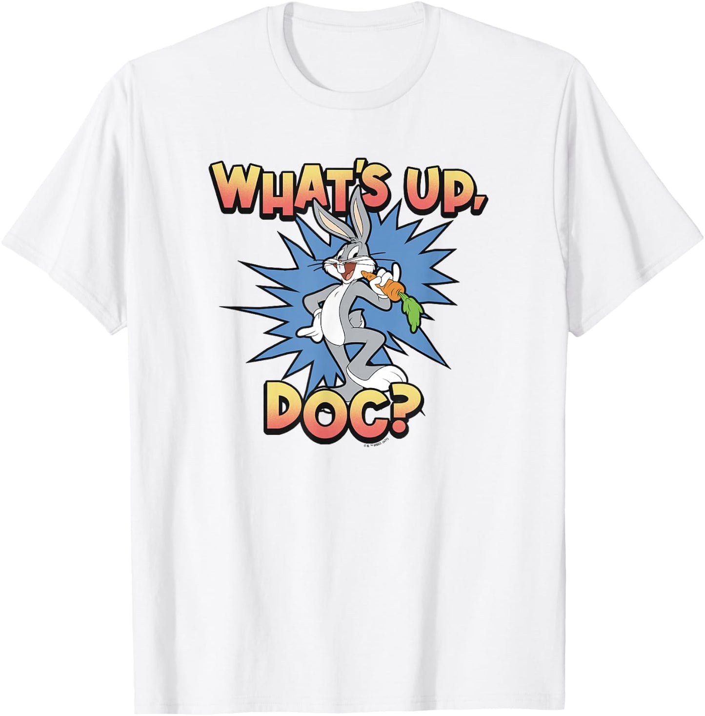 Looney Tunes Bugs Bunny Classic What's Up Doc Carrot Action T-Shirt - T-Shirt | White