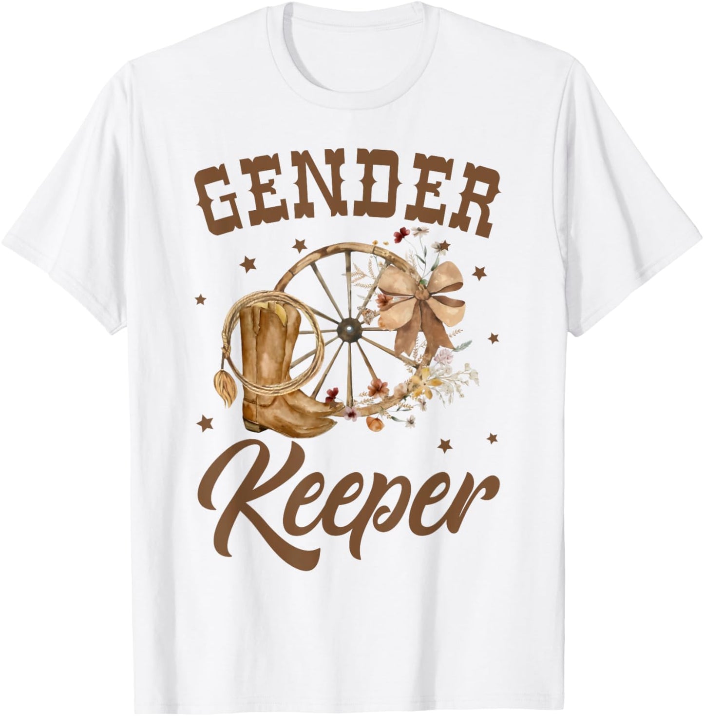 Boots or Bows Gender Reveal Decorations Keeper of the Gender T-Shirt - T-Shirt | White