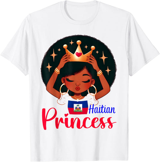 Haitian Princess Haiti Flag Melanin for Black Girls Kids T-Shirt - T-Shirt | White