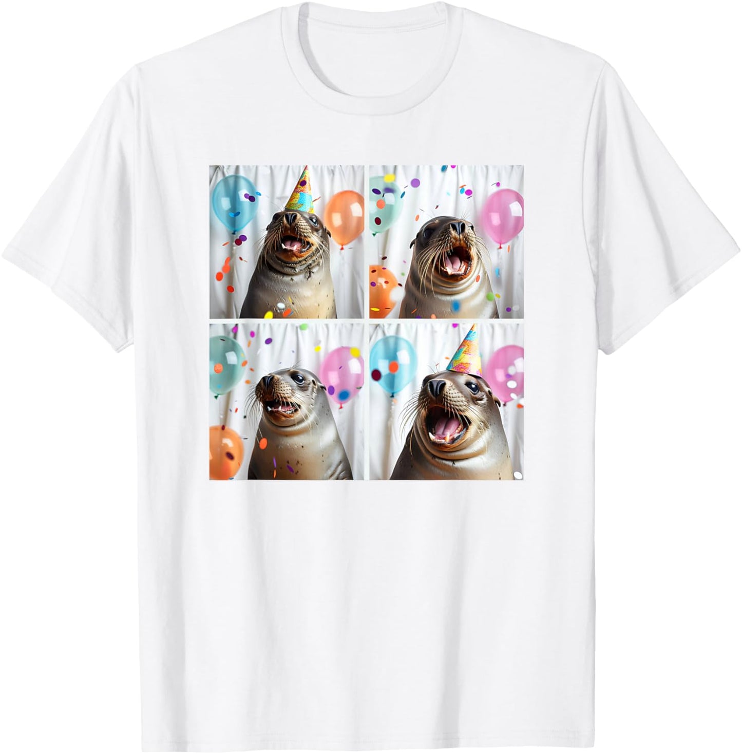 Seal Face Party Hat Ocean Seal Lover Funny Harbor Seal Pup T-Shirt - T-Shirt | White