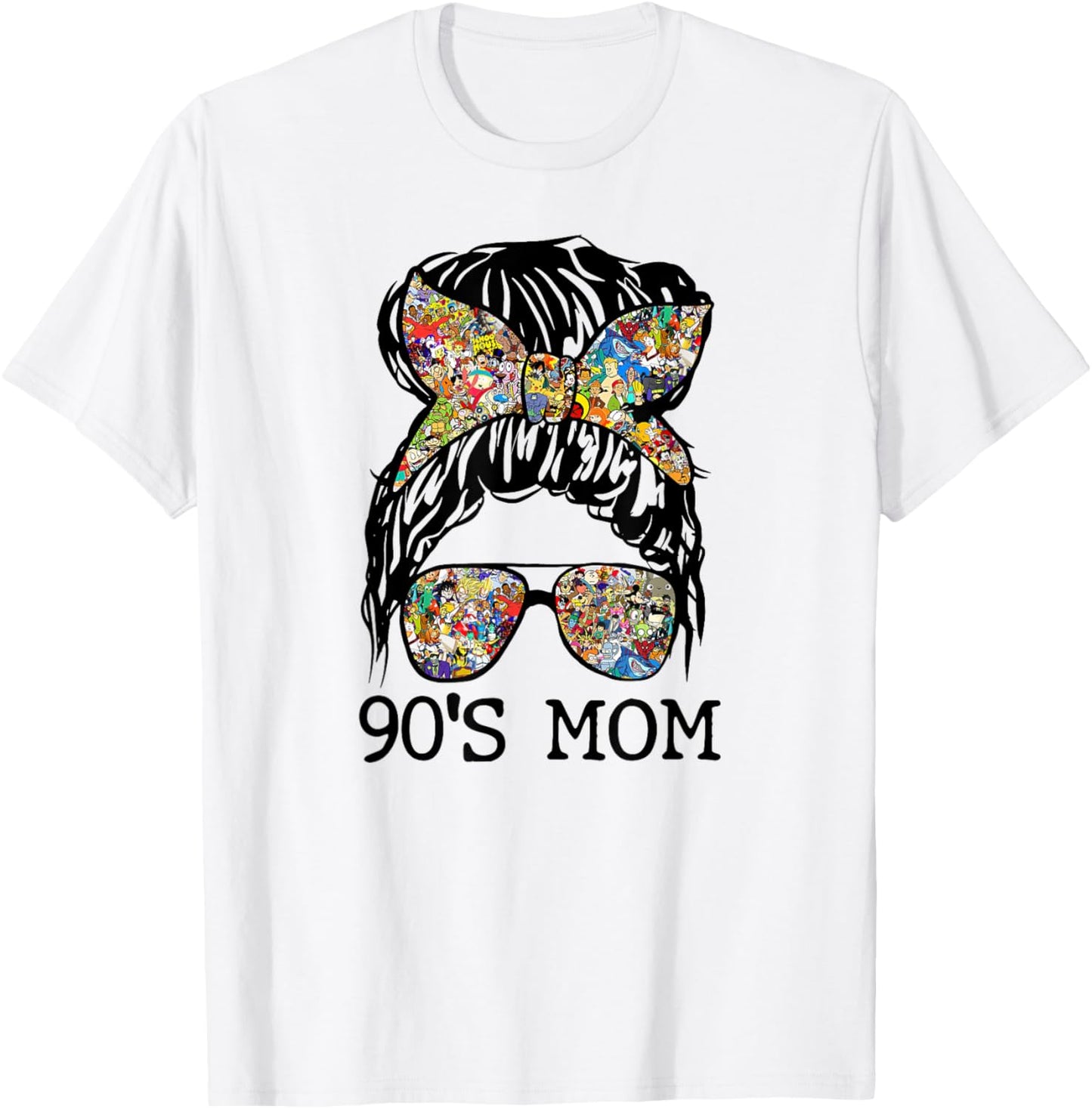 90's Mom Mama Momlife Mother's Day Present Mommy Messy Bun T-Shirt - T-Shirt | White