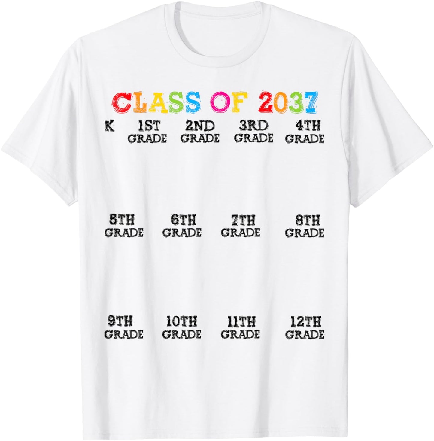 Class Of 2037 Handprint Shirt, Grow With Me Kindergarten Kid T-Shirt - T-Shirt | White