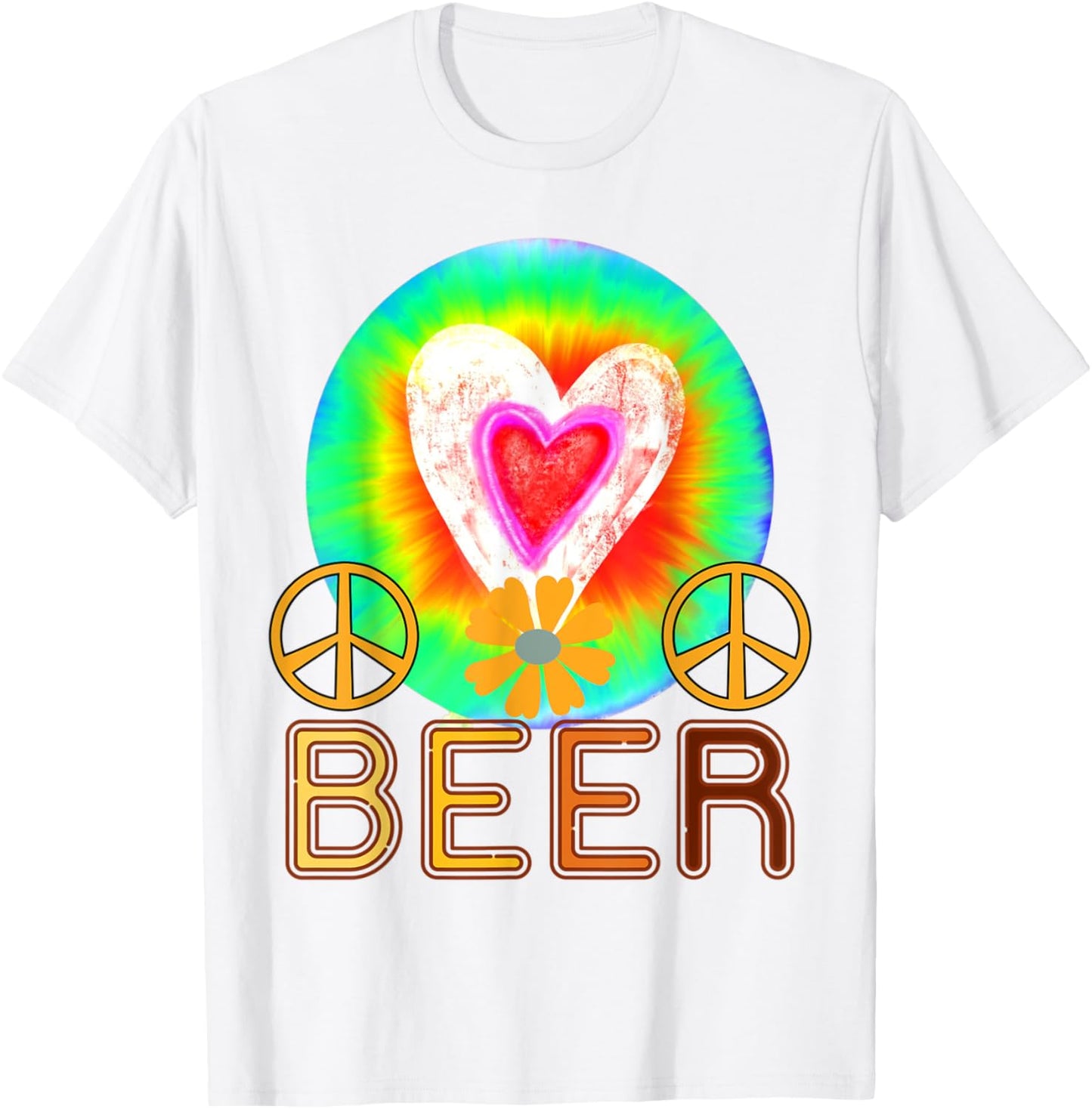 Peace Love Beer Hippie Gifts,Beer Love ,Tie Die Beer T-Shirt - T-Shirt | White