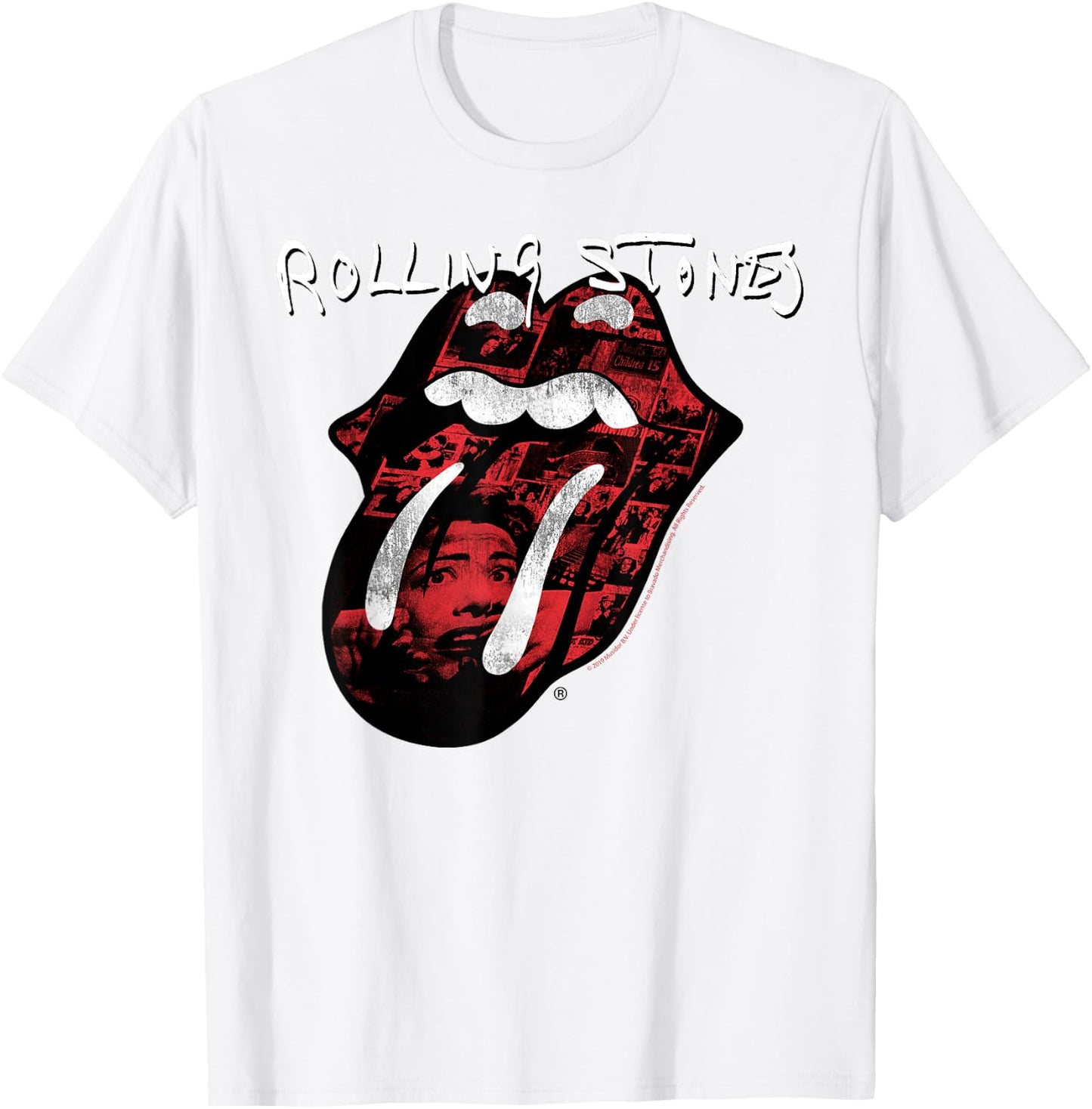 Rolling Stones Official Exile Tongue Photos Silver T-Shirt - T-Shirt | White