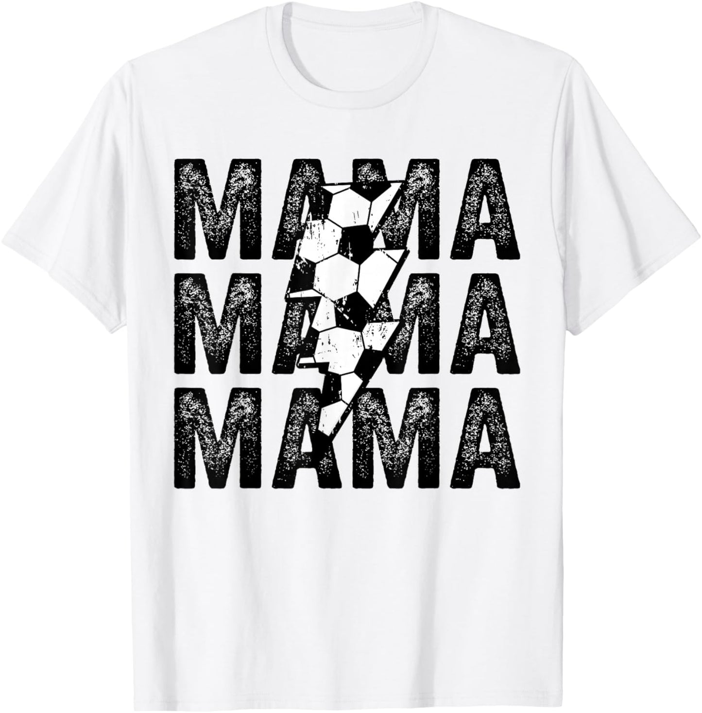 Soccer Mama Distressed Lightning Bolt Mom T-Shirt - T-Shirt | White
