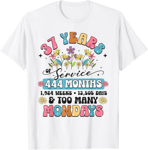37 Years of Service Funny 37th Work Anniversary Retirement T-Shirt - T-Shirt | White