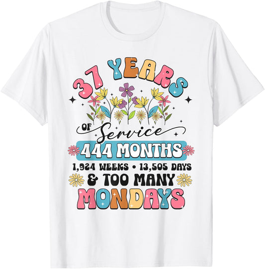 37 Years of Service Funny 37th Work Anniversary Retirement T-Shirt - T-Shirt | White