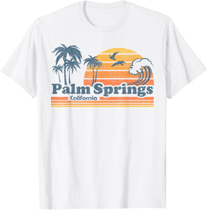 Palm Springs California Beach Vacation Cute Cali 70s Retro T-Shirt - T-Shirt | White