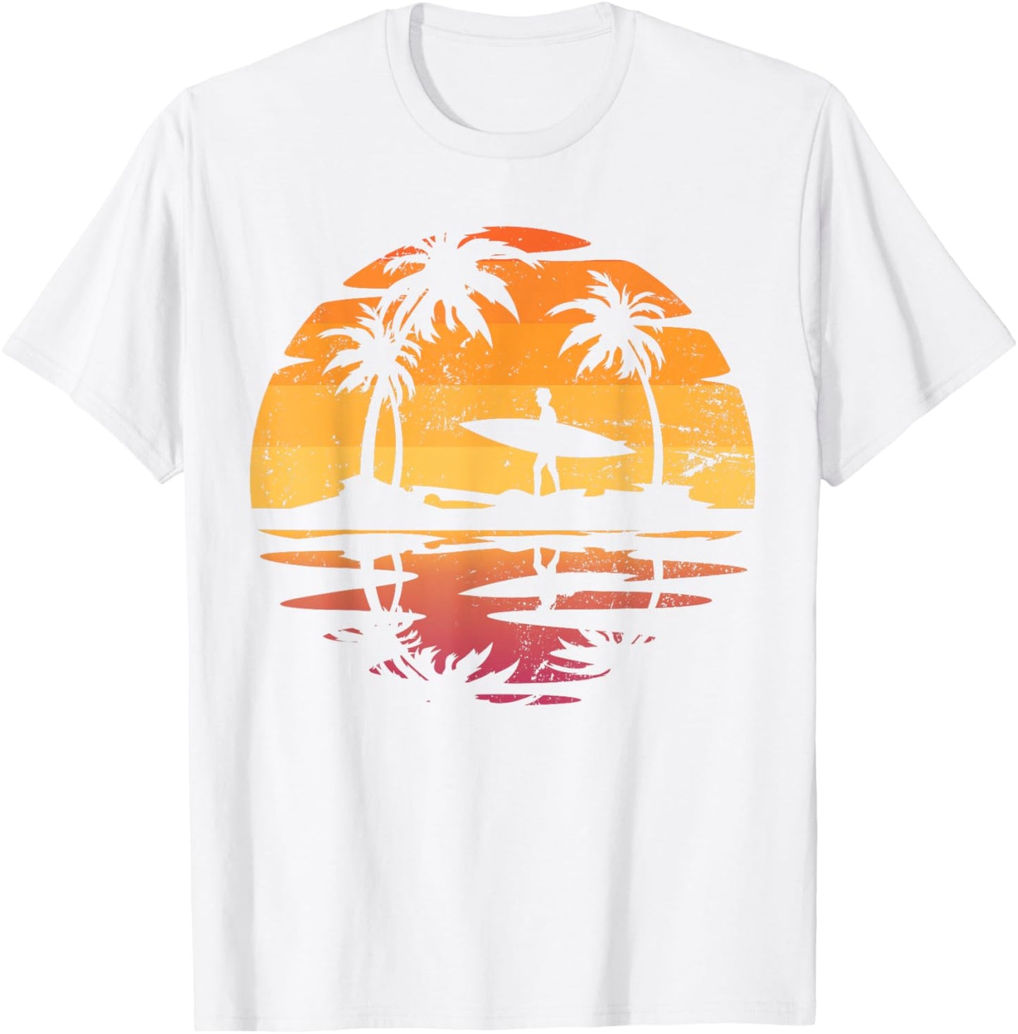 Water Sports Surfer Tropical Summer Sunset Surfing T-Shirt - T-Shirt | White