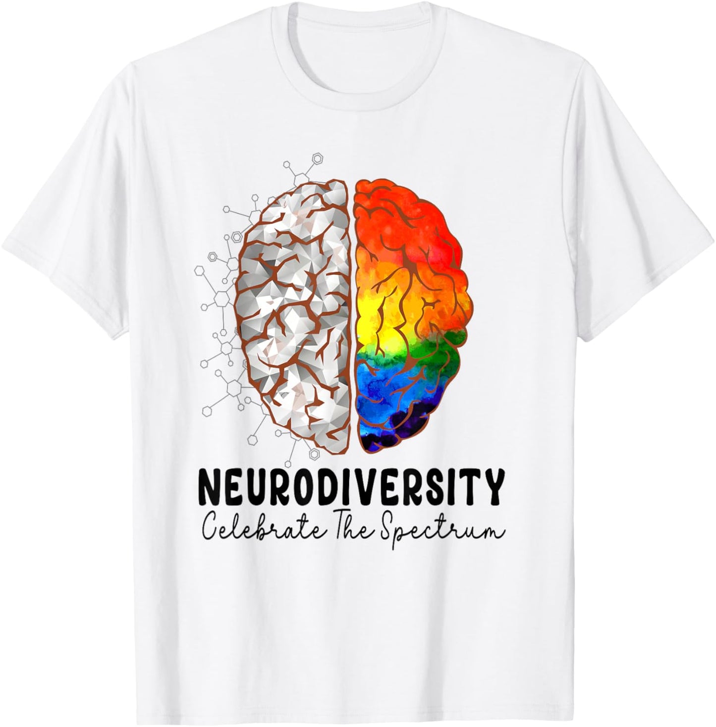 Neurodiversity celebrate the spectrum Brain Autism Awareness T-Shirt - T-Shirt | White